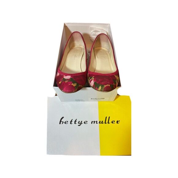 Bettye Muller Women’s Wedge Style Cheeky Tulip Pink Floral Print Sz 11 Orig Box - Picture 7 of 7